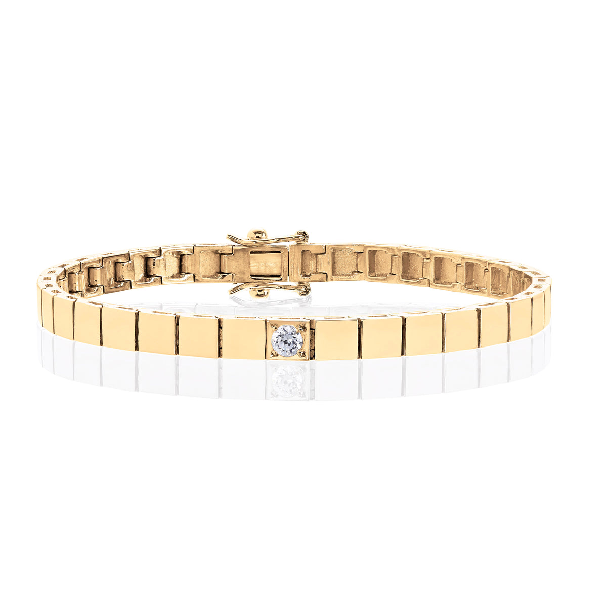 Armbånd i 585 gult gull med diamant 5 mm
