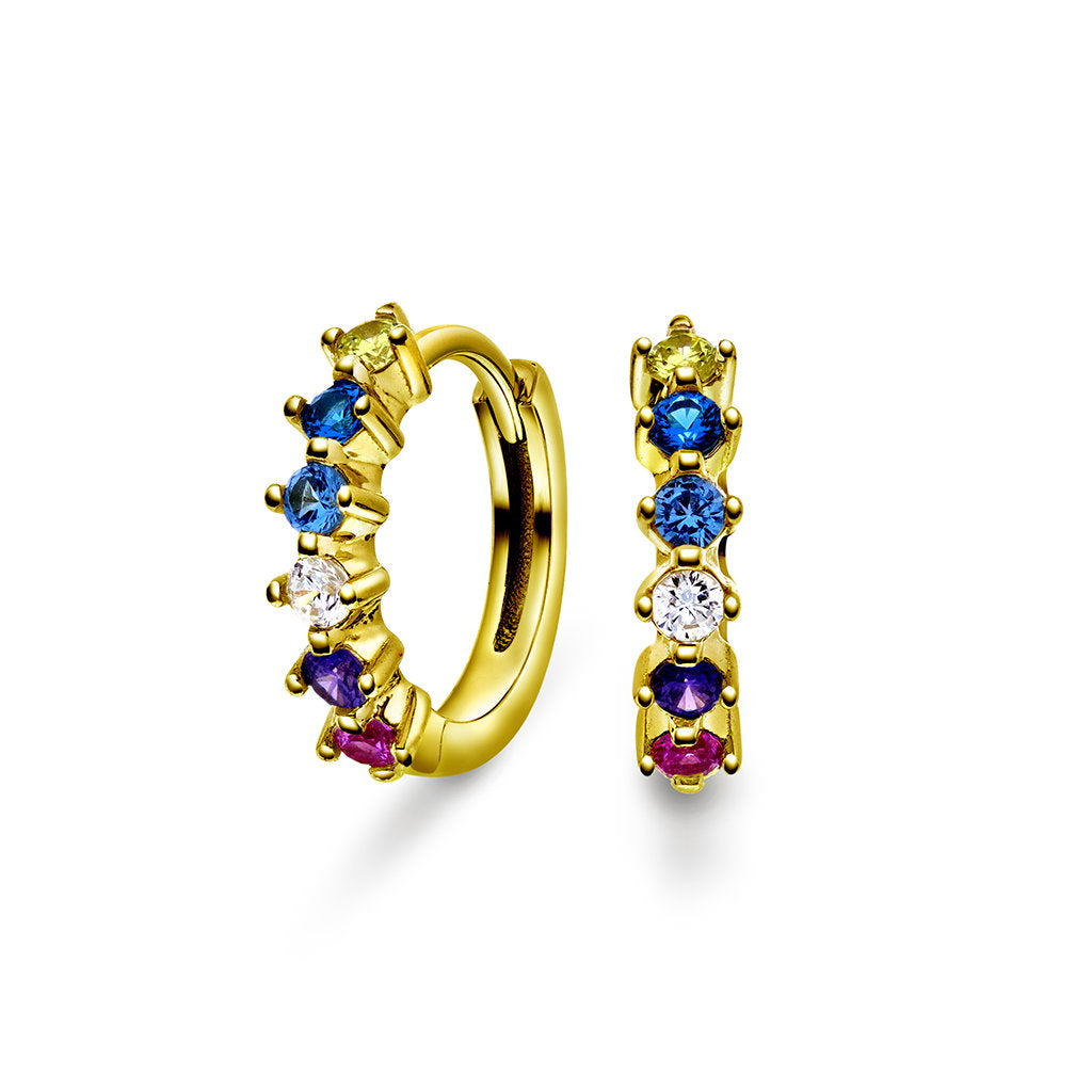 Øredobber i forgylt 925 sølv med zirkonia, 13 x 3 mm