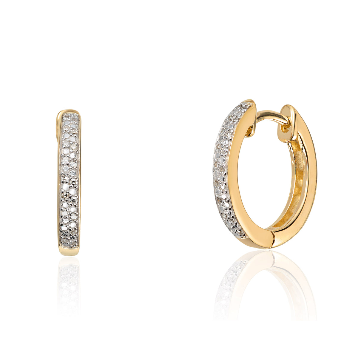 Carmen øredobber i 585 gult gull med diamant 14 mm