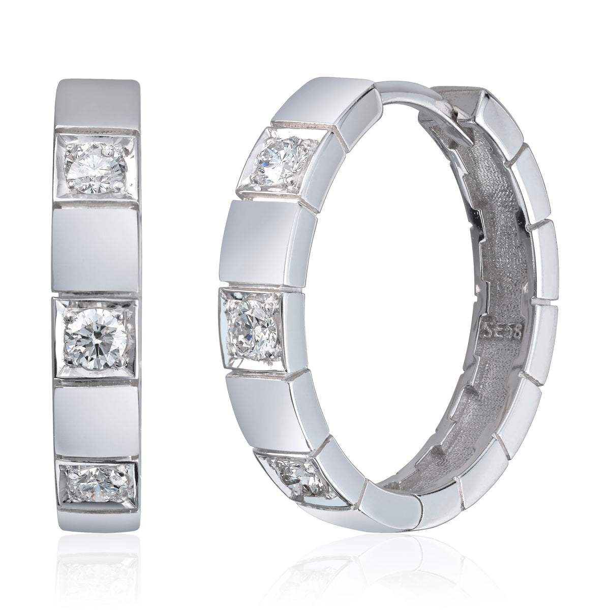 Øredobber i 585 gull med diamant 1,00 ct HWE/P1, bilde 2 av 2