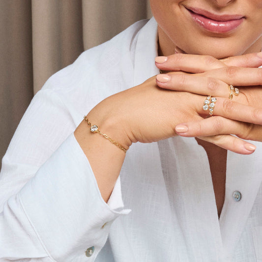 Nora Mørk armbånd til dame i forgylt 925 sølv med zirkonia, 7 mm, 16 cm, nr. 710365, bilde 2 av 4