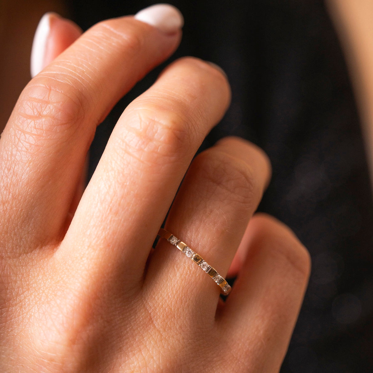 Ring i 14 karat gult gull med diamanter 1,9 mm, bilde 2 av 2
