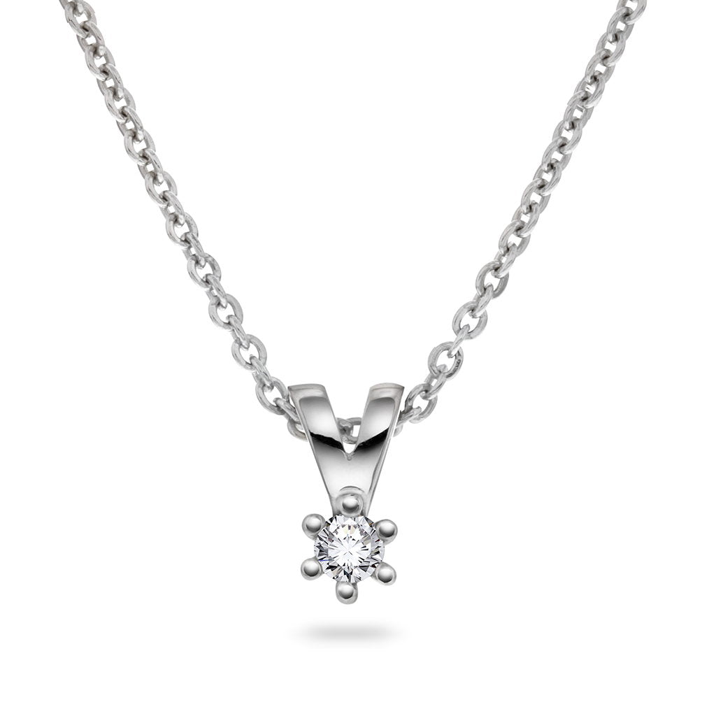 Smykke i 585 hvitt gull med diamant 0,03 ct