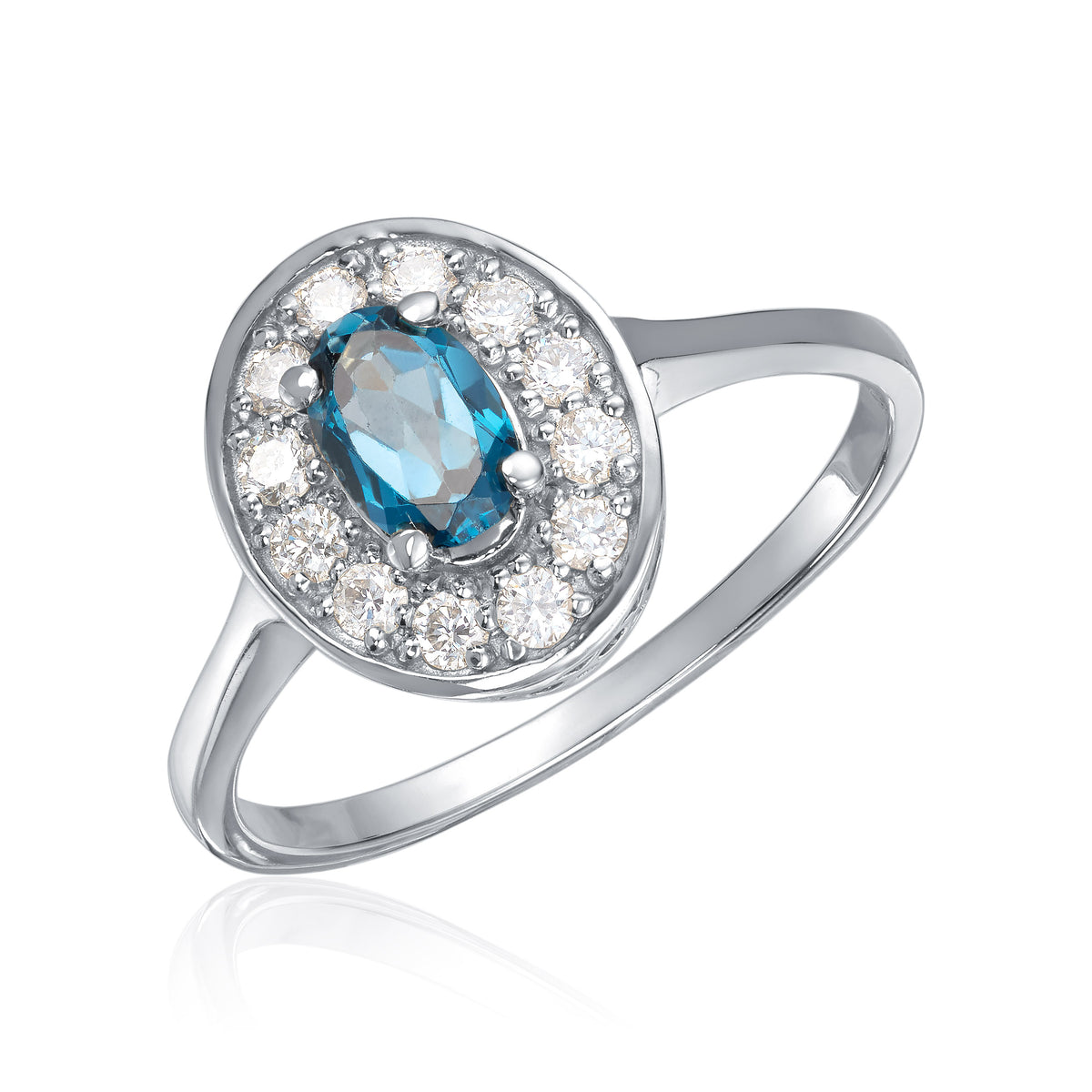 Carmen ring Verona i 585 hvitt gull med diamant og topas