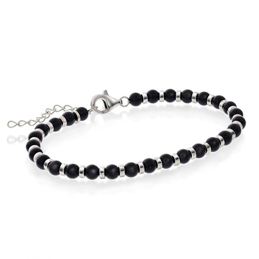 10510 - Armbånd i sølv med sort agat 4 mm. - Bjerveur.no10510 - Armbånd i sølv med sort agat 4 mm.