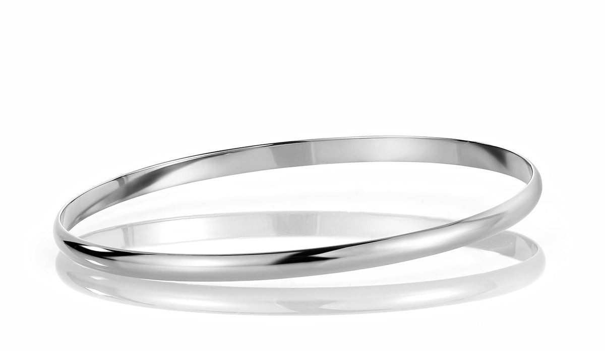 Armring i 585 hvitt gull, buet profil, størrelse 67