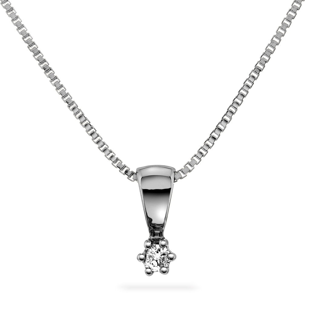 Smykke i hvitt gull med diamant 0,03 ct