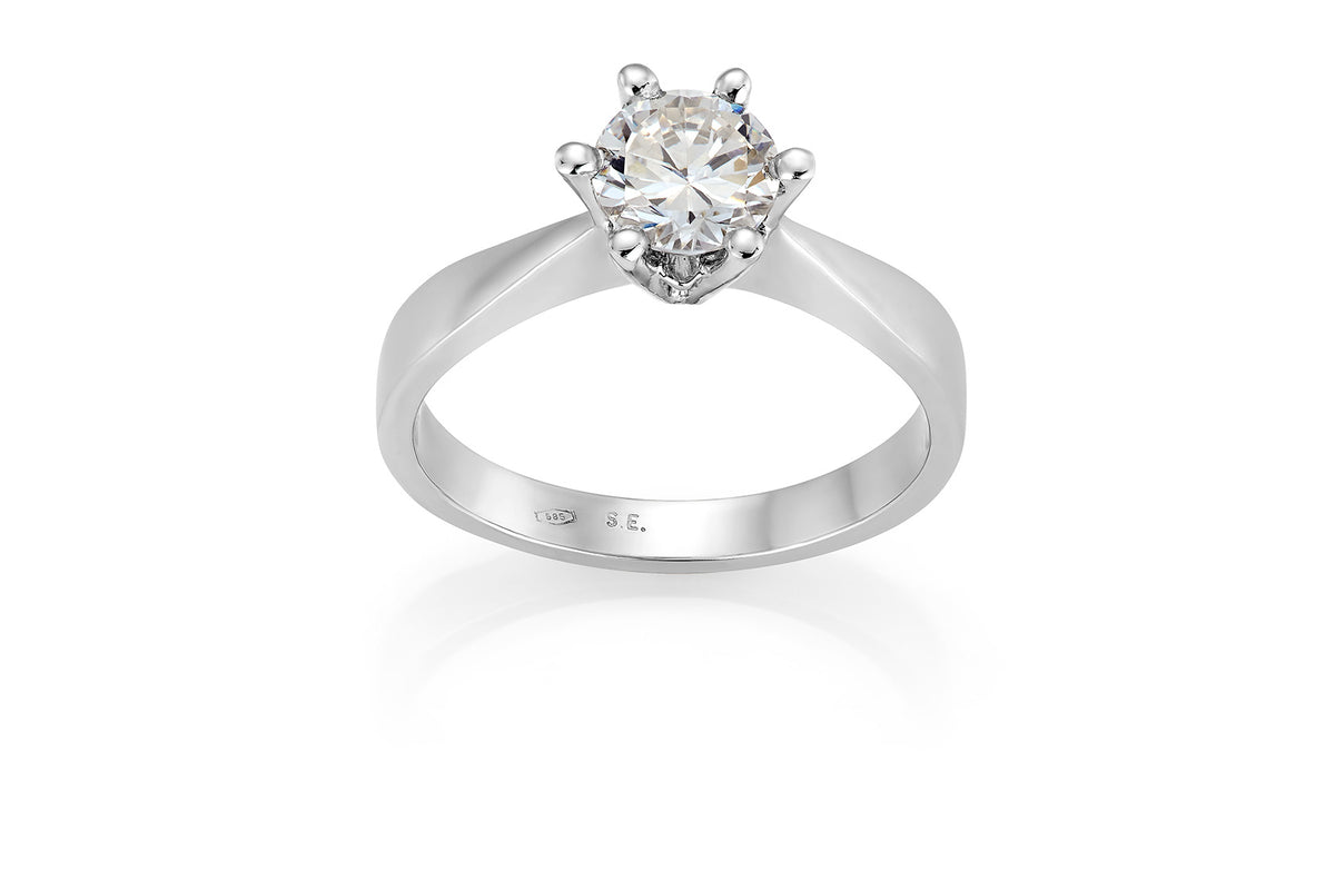 Svolder ring i 585 gull med diamant 1 ct GTW/VS, bilde 2 av 2