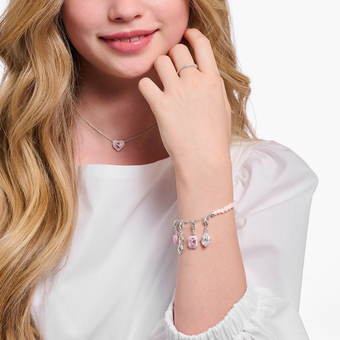 Charm anheng hvit steindråpe 1848-051-14