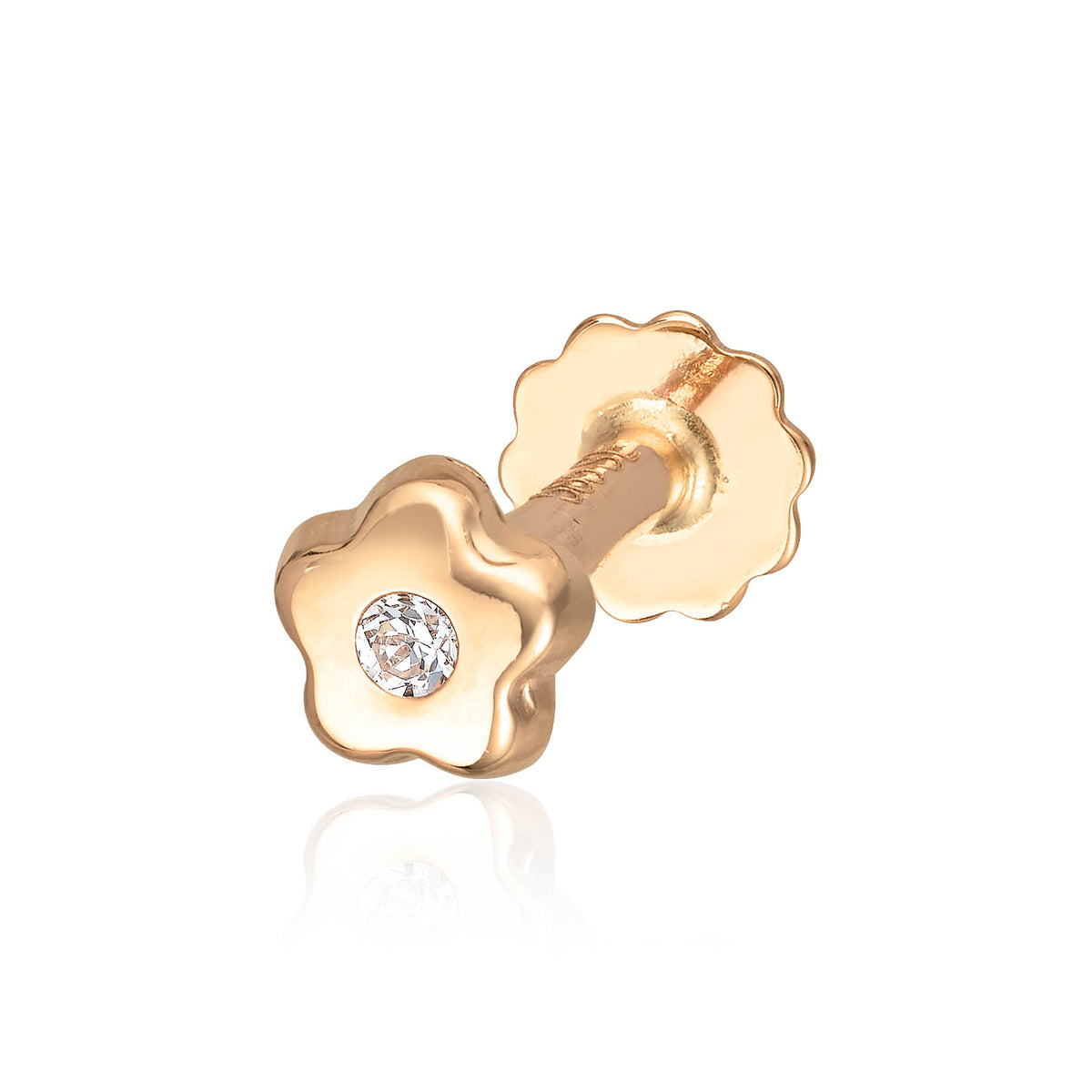Carmen piercing i 585 gult gull med zirkonia, Floral Spark