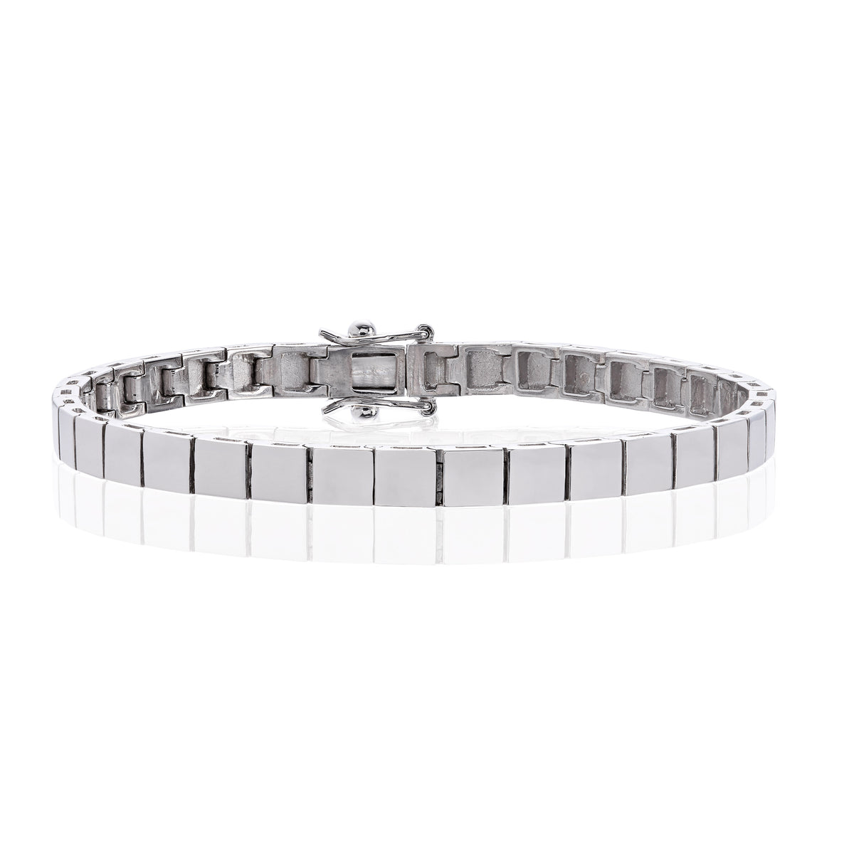 Armbånd i 585 hvitt gull rhodinert 5 mm, 19 cm