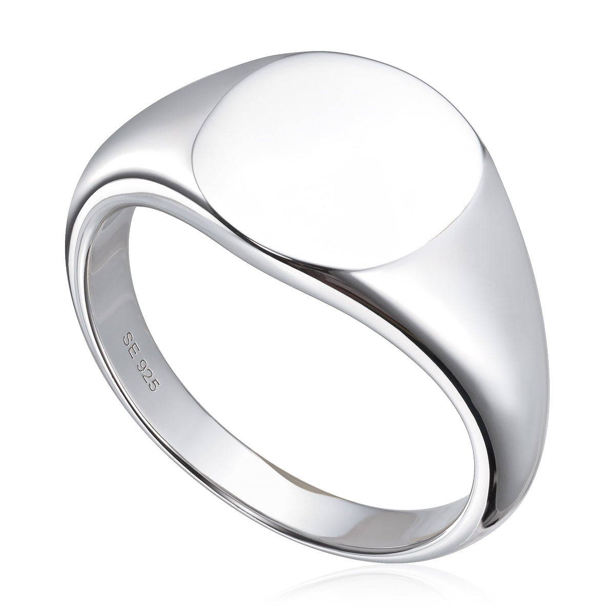 Signet ring i rhodinert sølv, 11 mm bred