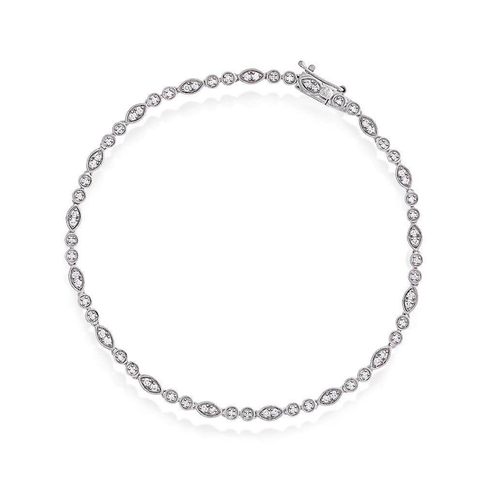 Armbånd i 14 karat hvitt gull med diamanter 0,52 ct