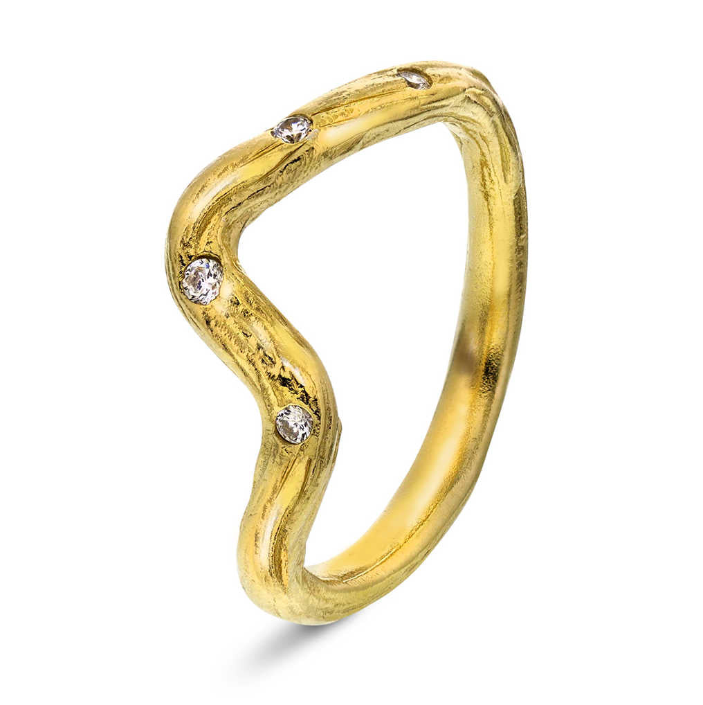 Wave ring i sølv med zirkonia 240234
