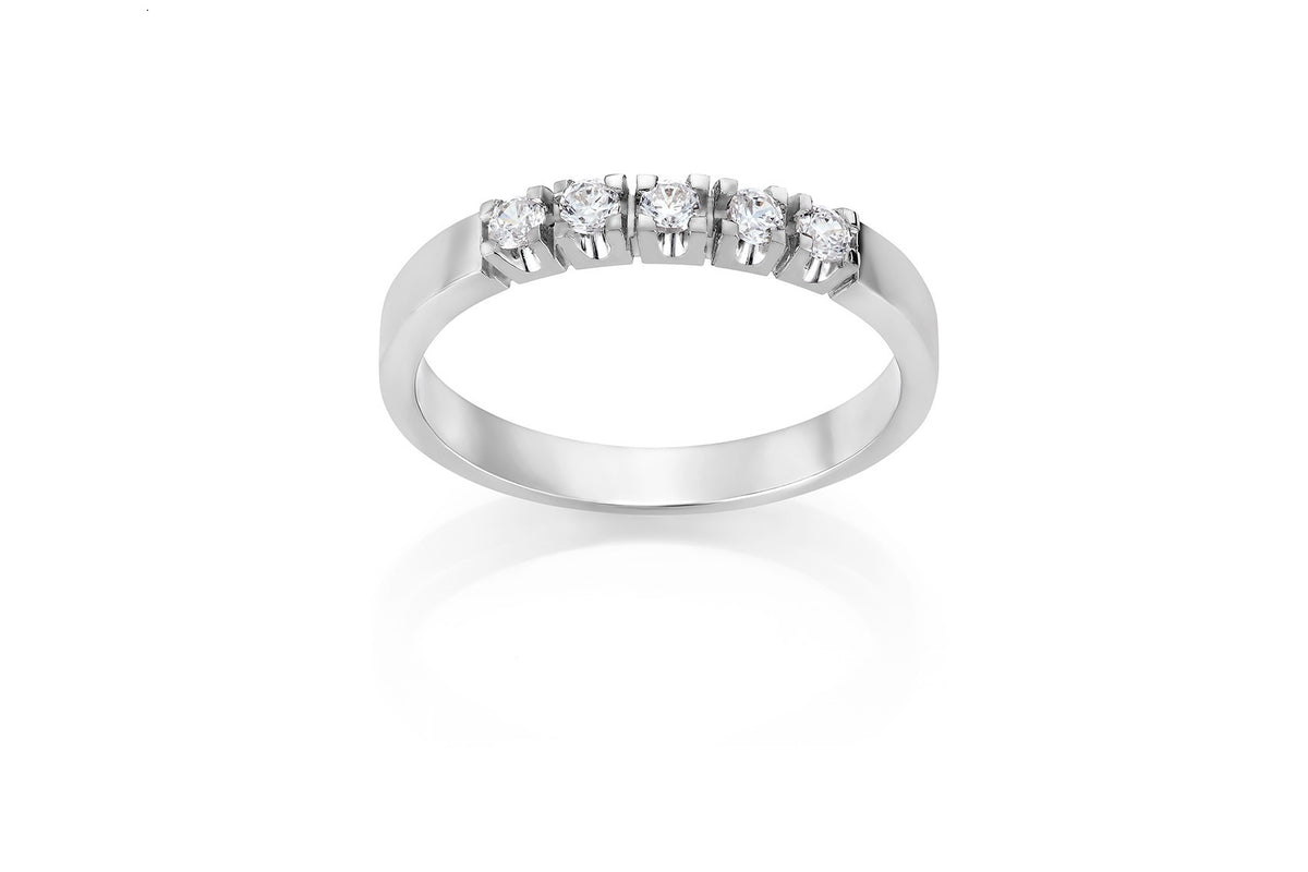 Allianse ring i 585 hvitt gull med diamanter 0,35 ct