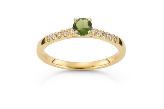 Svolder ring i 585 gull med diamanter og grønn turmalin 0,13 ct, bilde 2 av 2