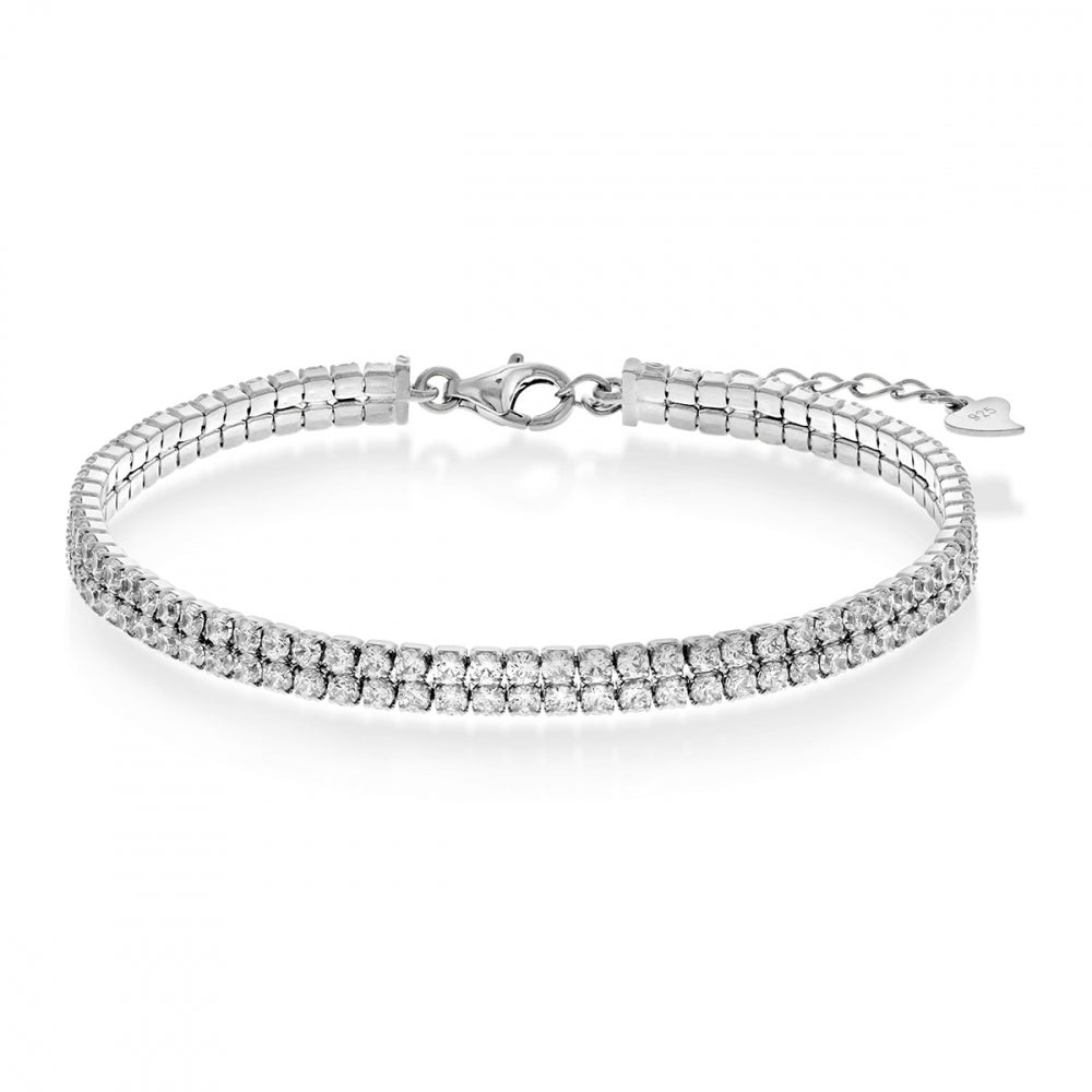 Armbånd i sølv med zirkonia 17+3 cm