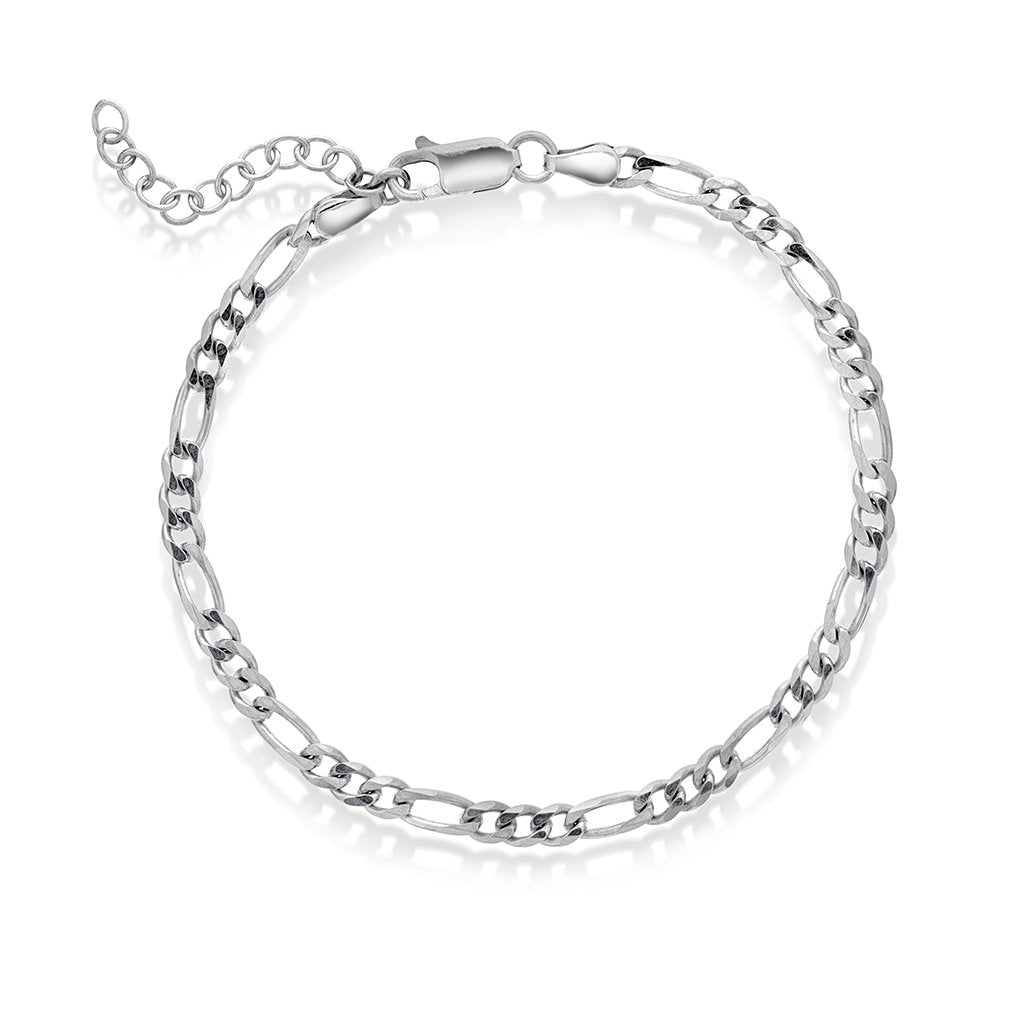 Figaro armbånd i rhodinert 925 sølv 3,5 mm, 18 cm