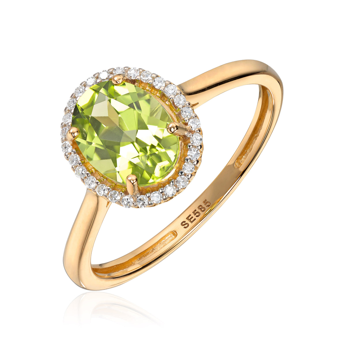 Carmen ring i 585 gult gull med diamant og peridot