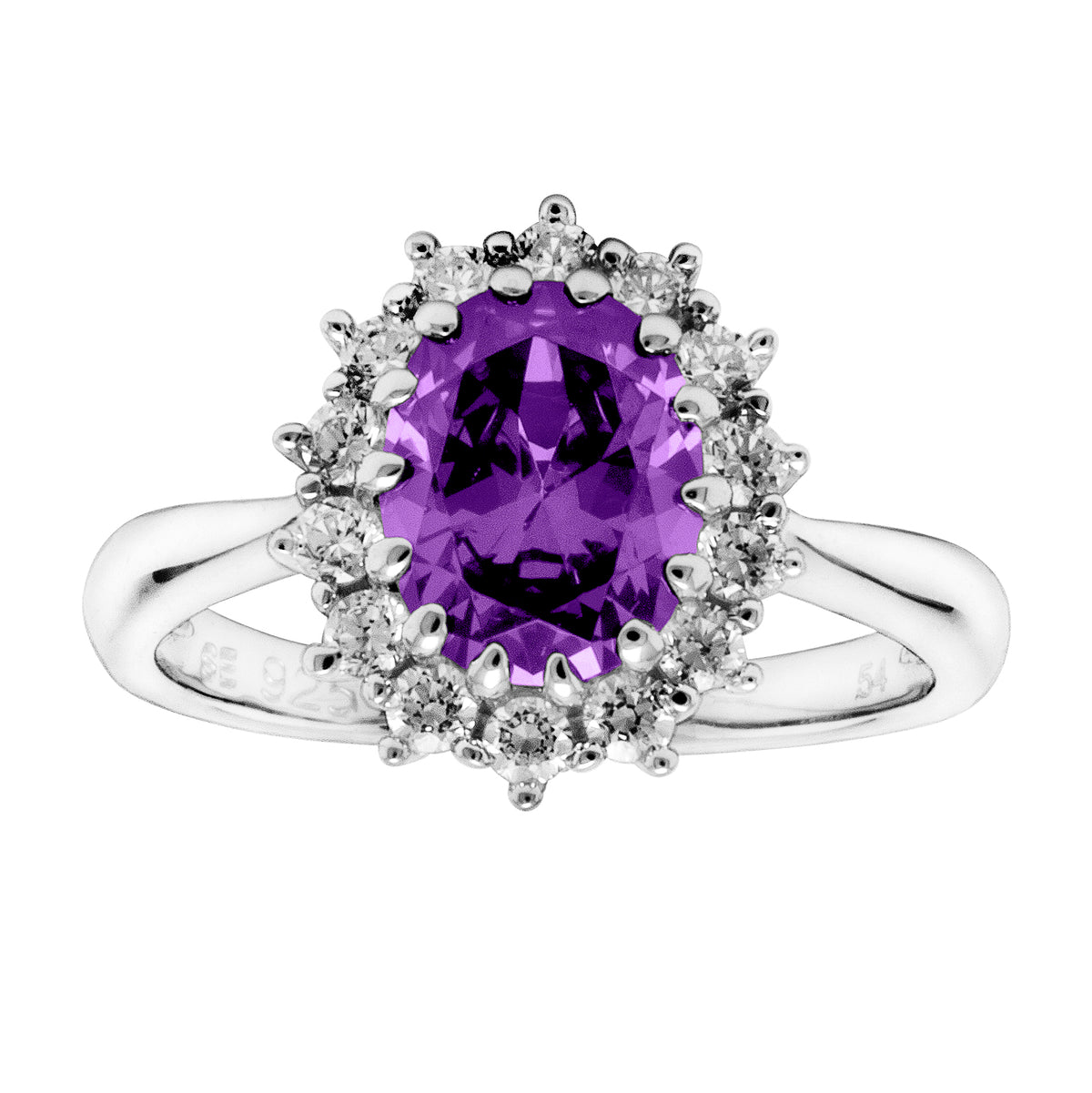 Ring i 925 sølv med zirkonia, høyde 0,5 cm