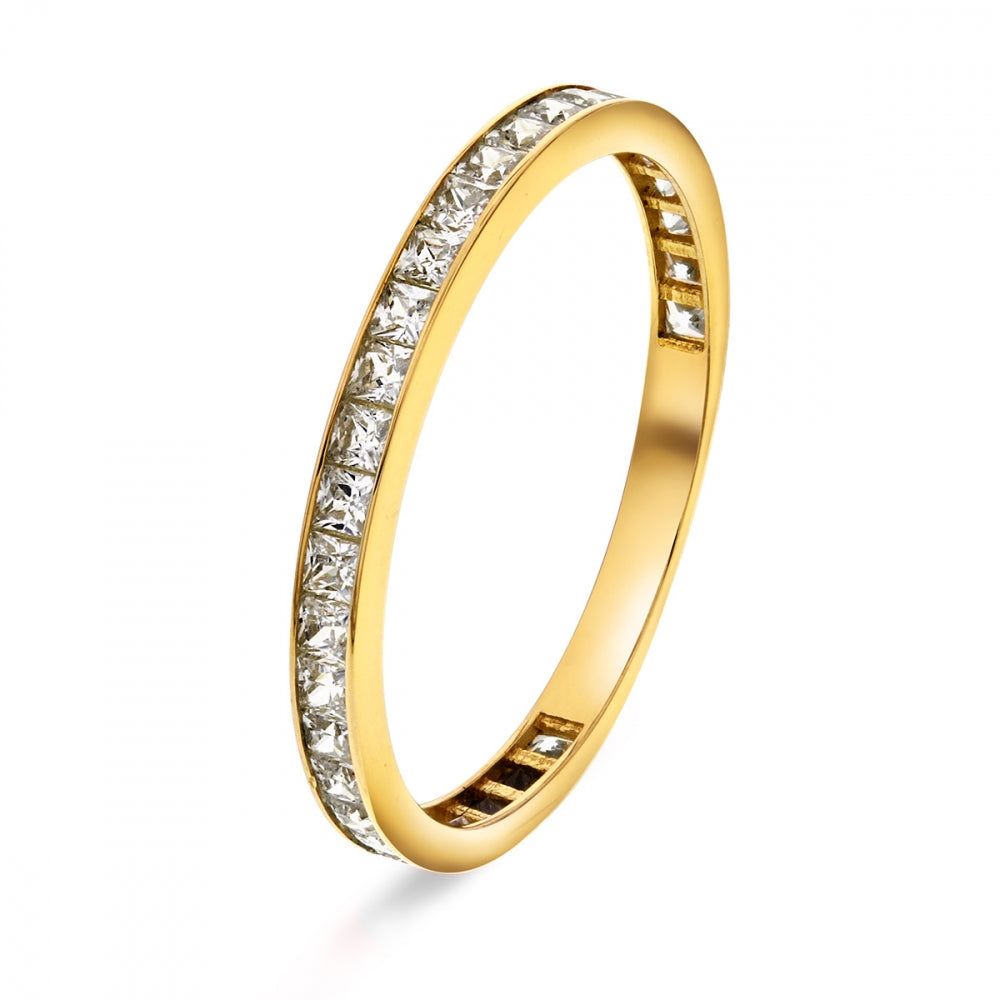 Ring i gult gull med zirkonia 50238