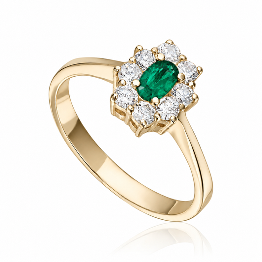 Carmen ring Diana i 585 gull med diamant og smaragd, bilde 2 av 2