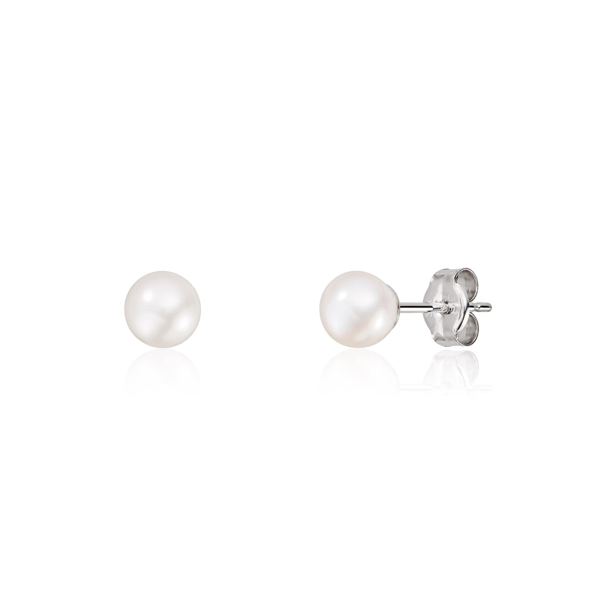 Øredobber i rhodinert 925 sølv med ferskvannsperle 4 mm