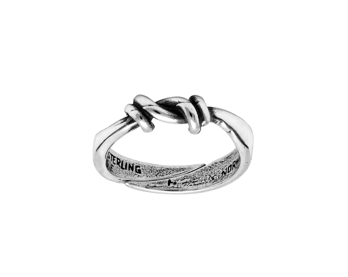 Ring i 925 sølv, oksidert, knute 5 mm