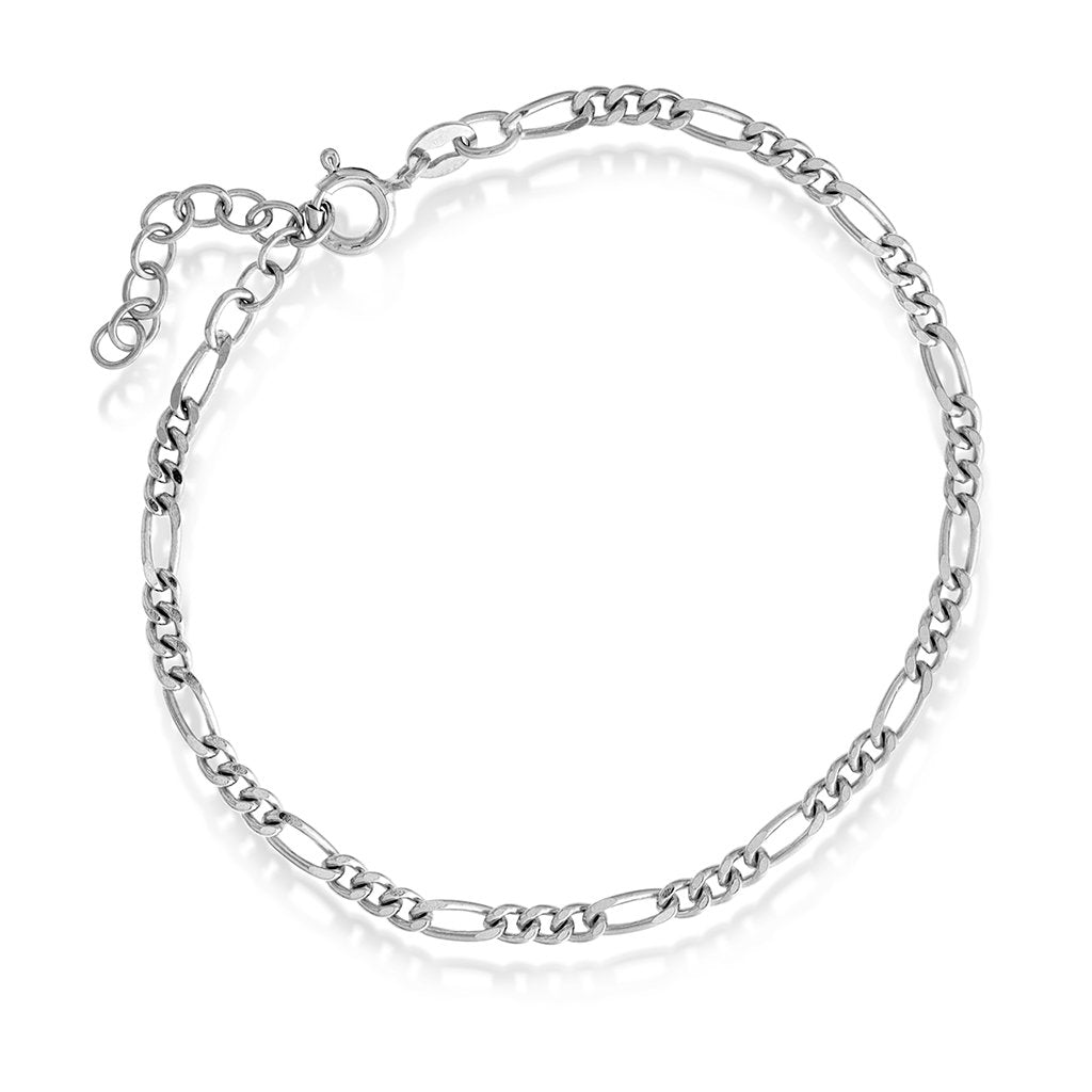 Figaro armbånd i rhodinert 925 sølv, bredde 2,8 mm