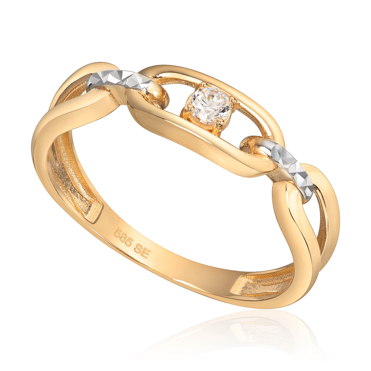 Ring i 585 gult gull med zirkonia, 4,5 mm