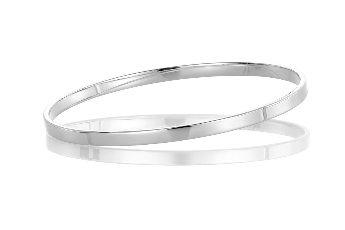 Armring i 925 sølv, rhodinert, flat profil 4 mm, størrelse 65