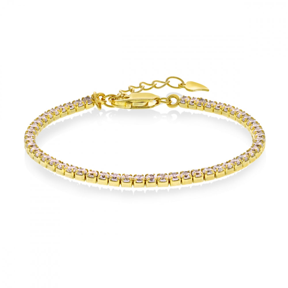 Armbånd i forgylt sølv med zirkonia 13+3 cm