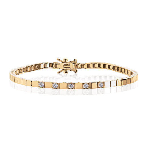 Armbånd i 585 gult gull med diamanter 3 mm, 0,15 ct GTW/VS, bilde 2 av 2