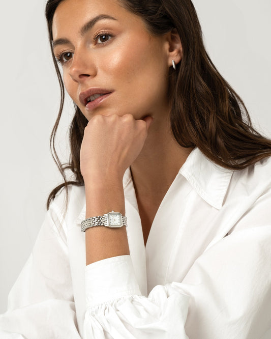 Classic Square Stål / Hvit 18x19mm SKU | MO335 - Bjerveur.noClassic Square Stål / Hvit 18x19mm SKU | MO335