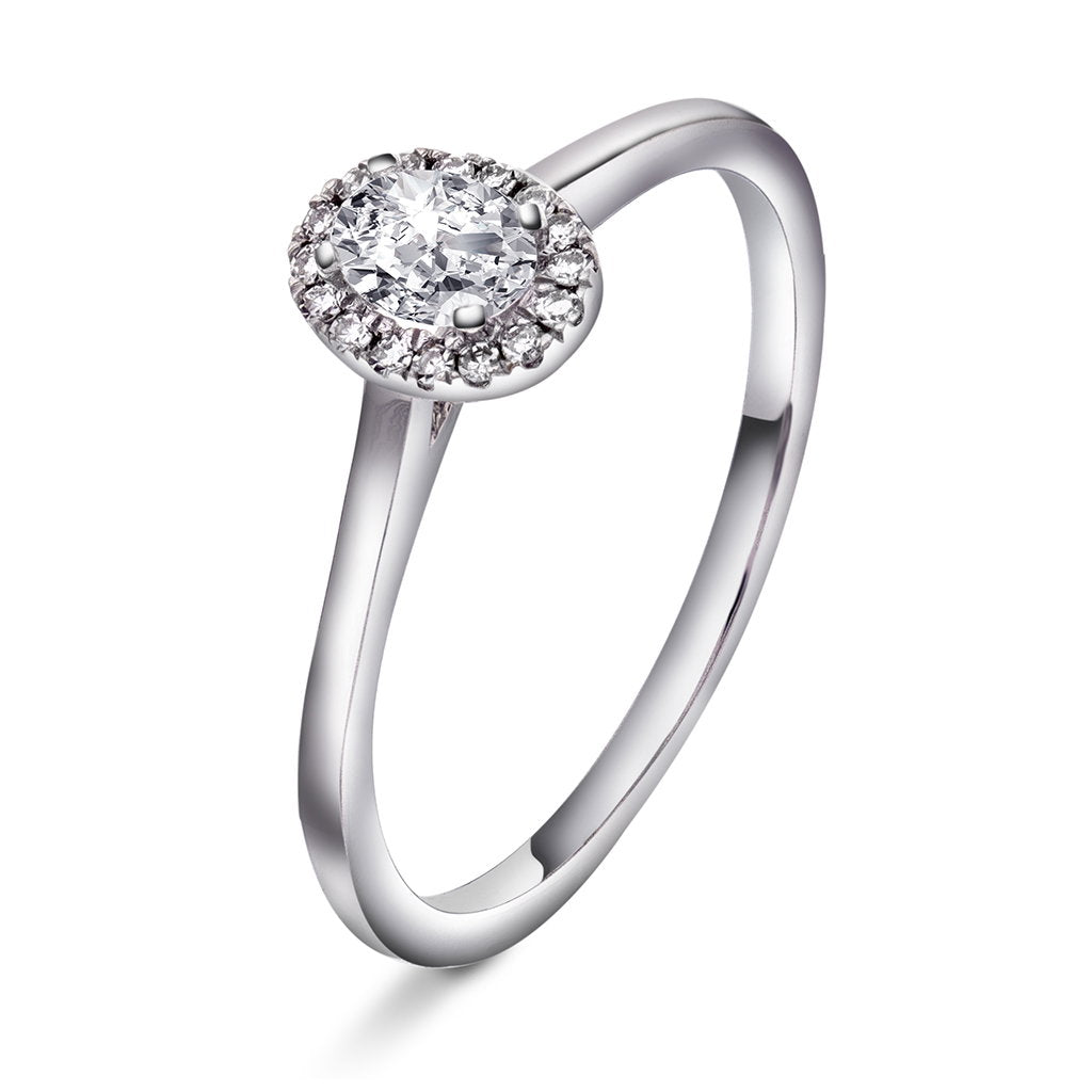 Ring i hvitt gull med diamant 0,30 ct, bredde 5 mm