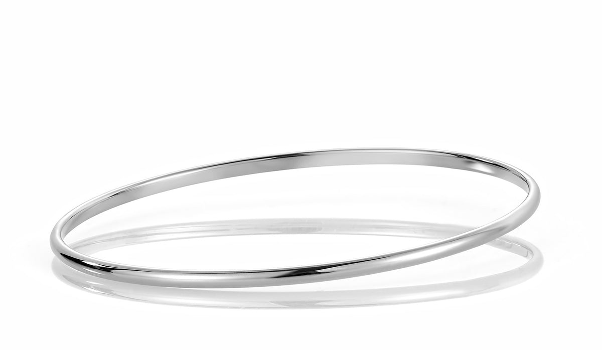 Armring i 585 hvitt gull med buet profil, 2,5 mm, størrelse 59
