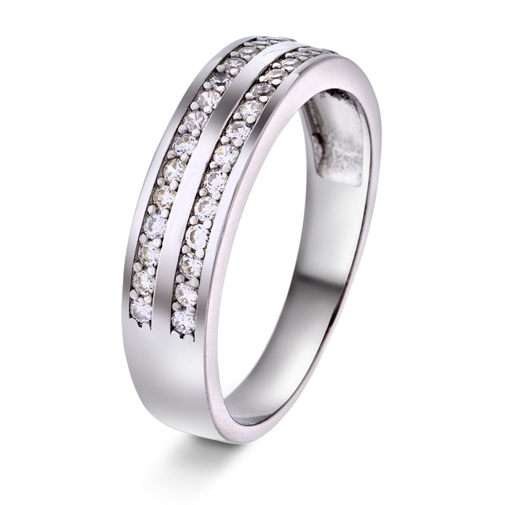 64536 - Ring i sølv med 2 rader cz. - Bjerveur.no64536 - Ring i sølv med 2 rader cz.