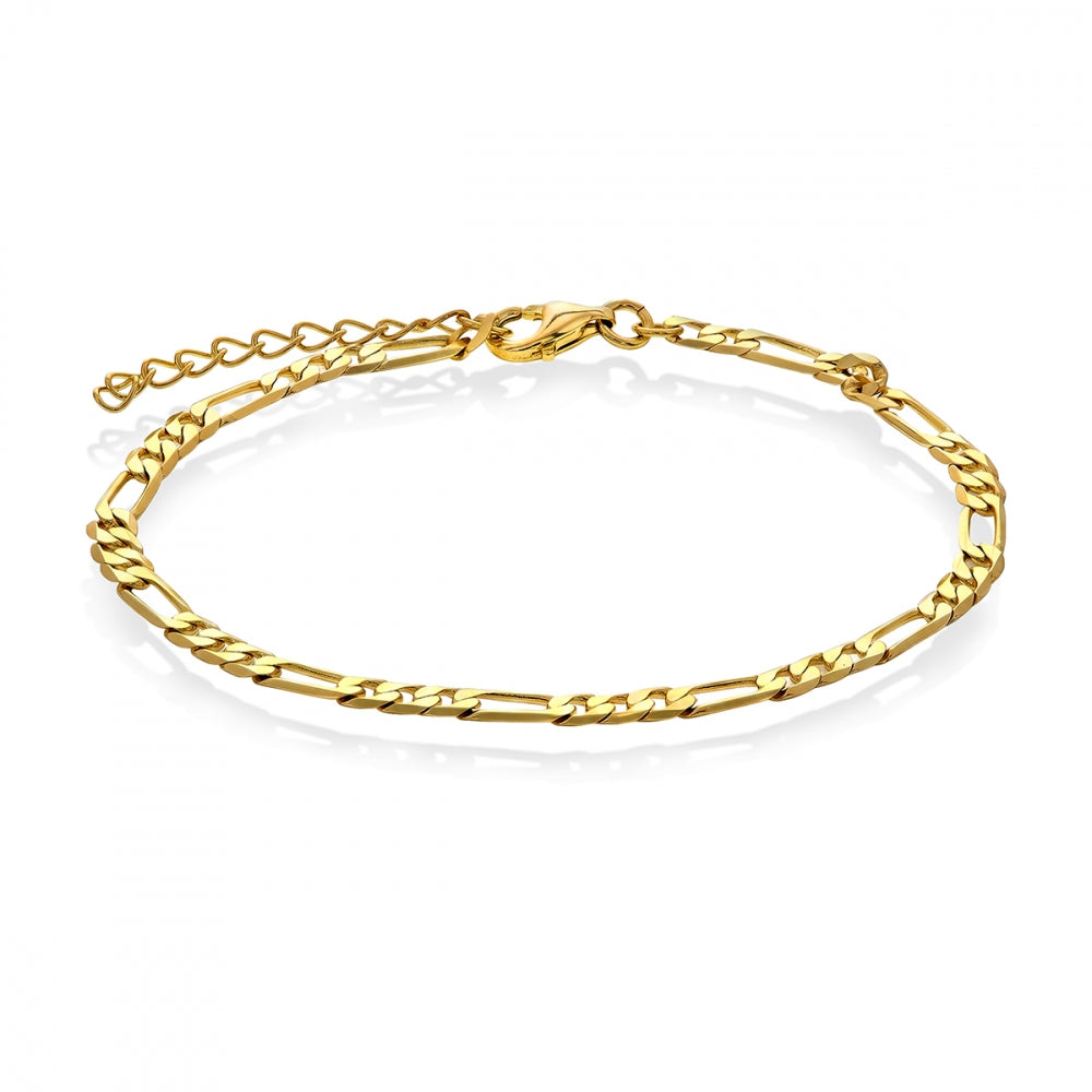 Armbånd i forgylt sølv med figarokjede 17+3 cm