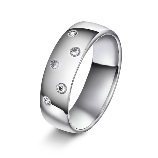 Forever giftering i 585 gull med diamant 0,10 ct, innvendig buet, 6 mm, bilde 2 av 3