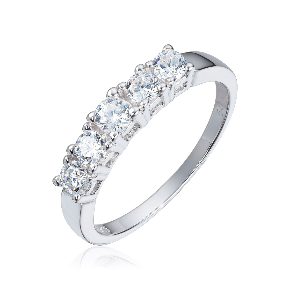 Ring i 925 sølv med zirkonia, rhodinert, 3,6 mm