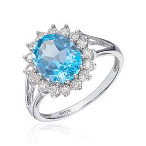 Ring med 0,08ct WSI og Topas i hvitt gull Artikkelnr: 57338