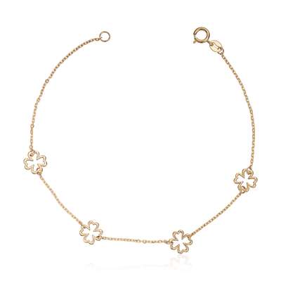 Armbånd med blomster 14K gult gull Artikkelnr: 17055