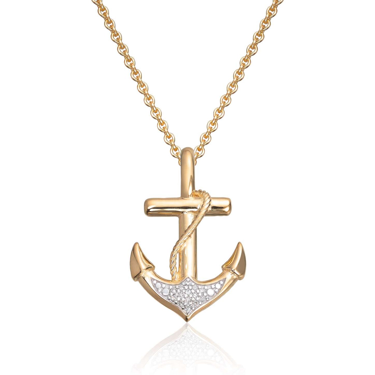 Anheng Anker14K gult gull med rhodinerte detaljer 0,02ct WSI Artikkelnr: 27518