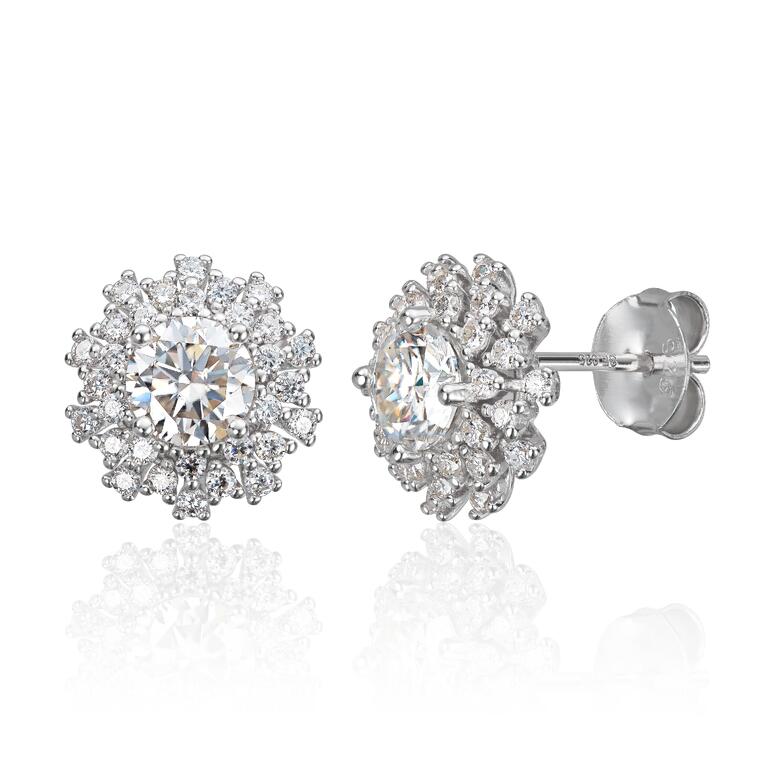 Ørepynt Rosett Moissanite i sølv