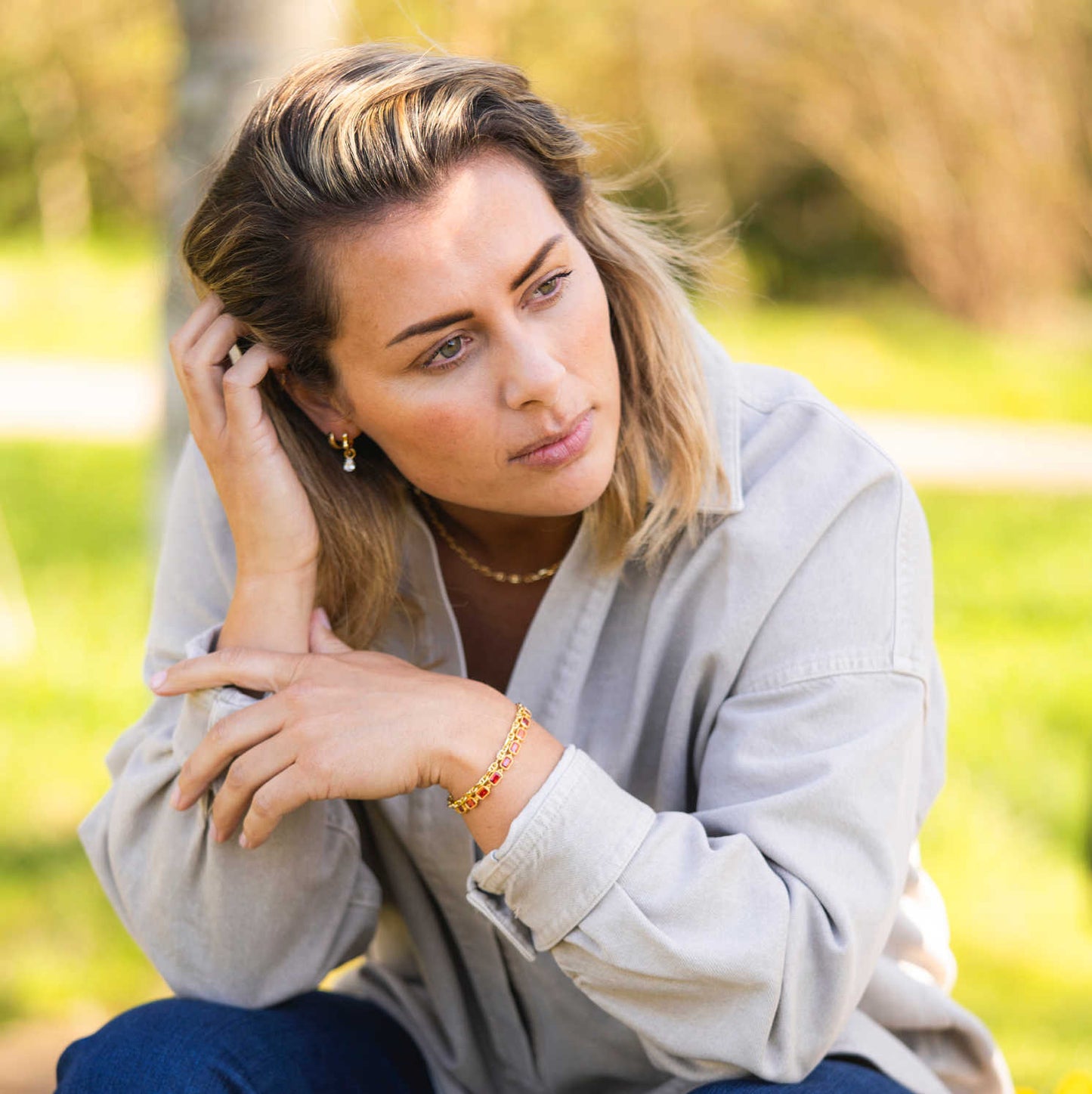 Armbånd i sølv med dyp orange zirkonia 710260