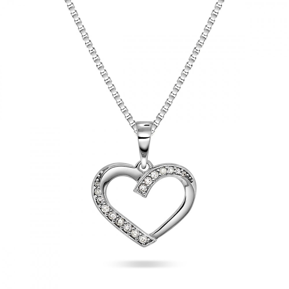 Hjerteanheng med diamant 0,12 ct