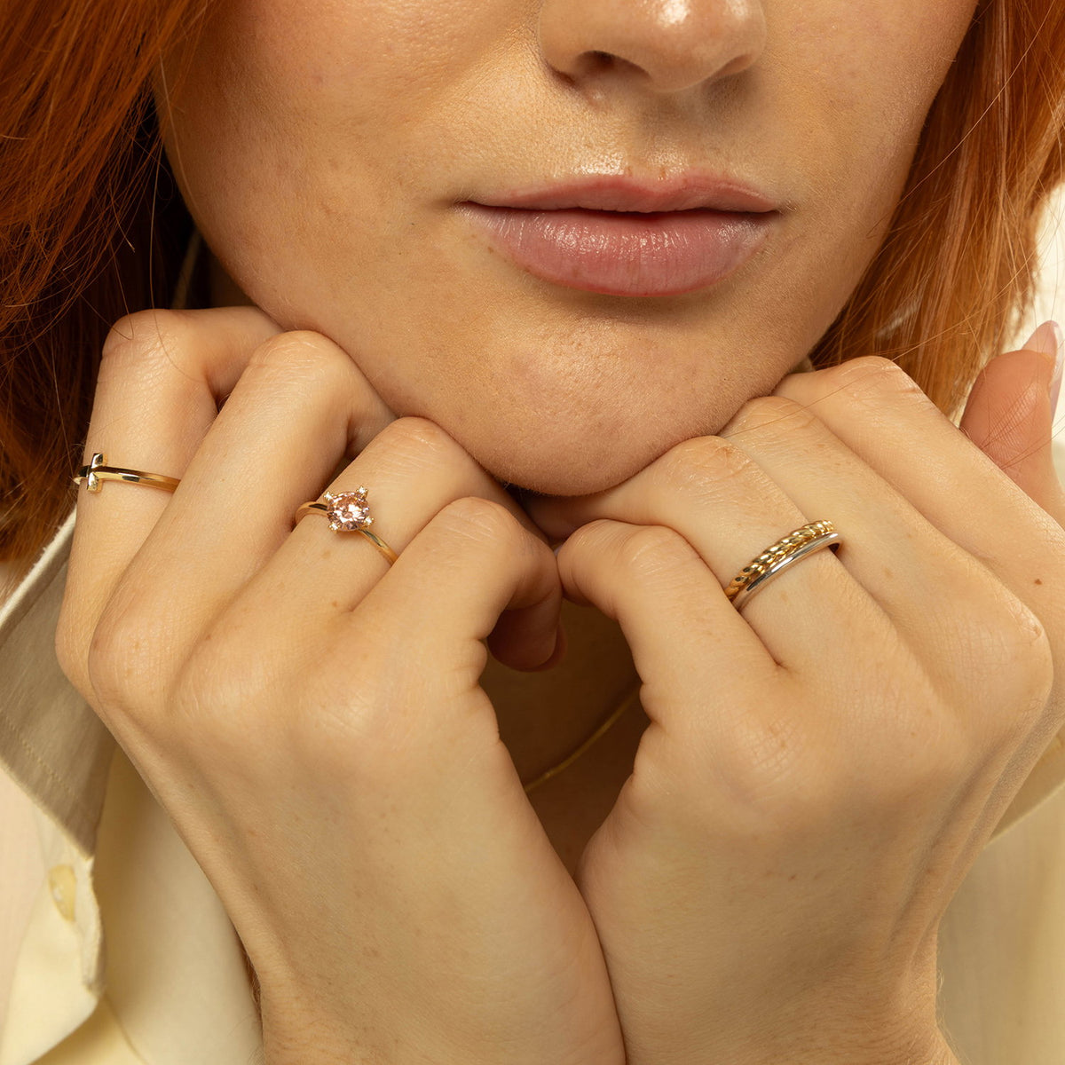 Ring i gult gull med rhodium, bicolor, bilde 4 av 4