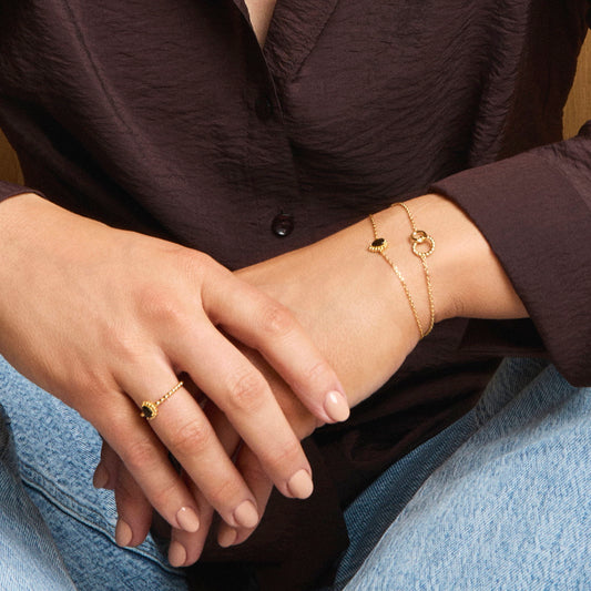 Nora Mørk armbånd til dame i forgylt 925 sølv med zirkonia, 16 cm, bilde 2 av 3