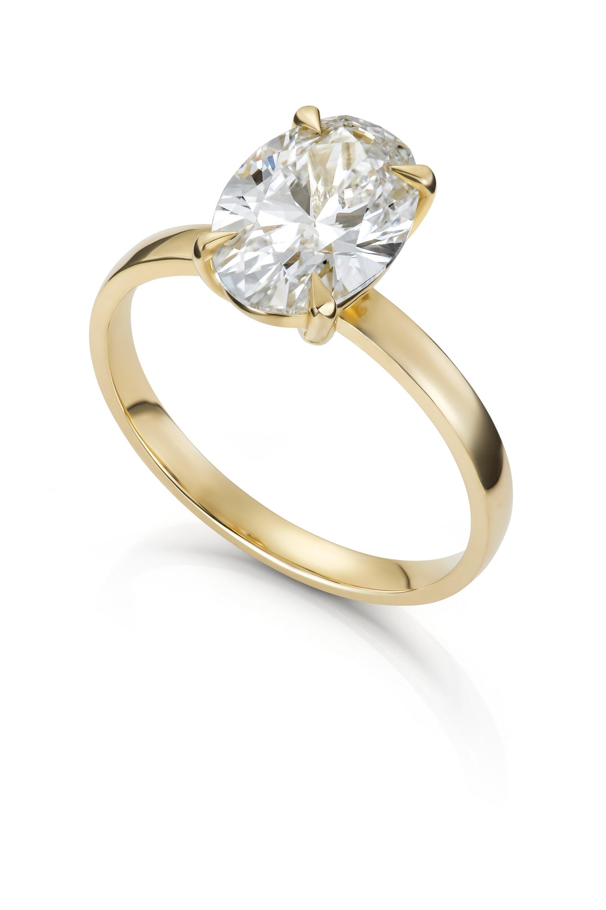 Svolder ring i 585 gult gull med oval labdiamant 3,00 ct