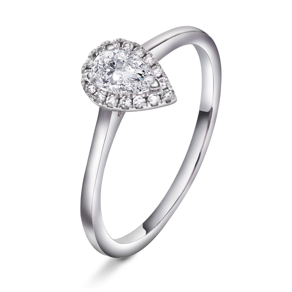 Ring i 14 karat hvitt gull med diamant 0,30 ct, bredde 5 mm